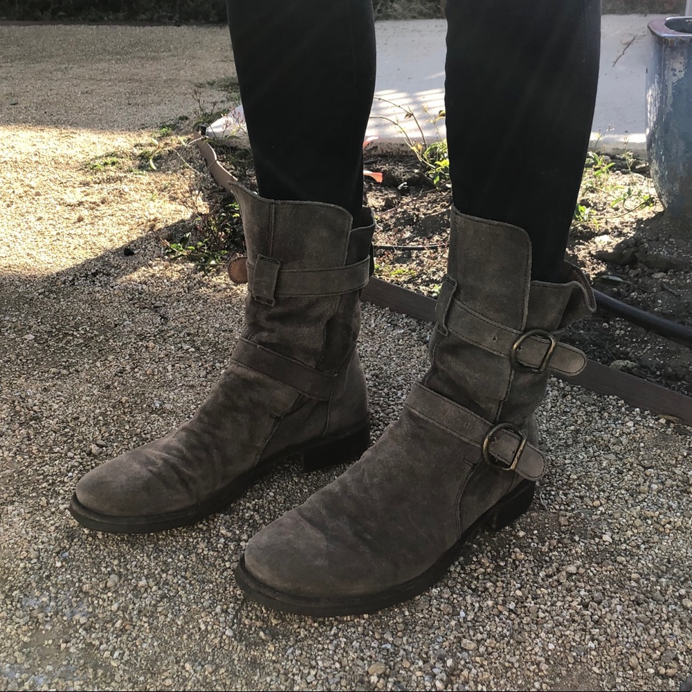 Fiorentini + Baker grey suede mid-calf boots W38/9